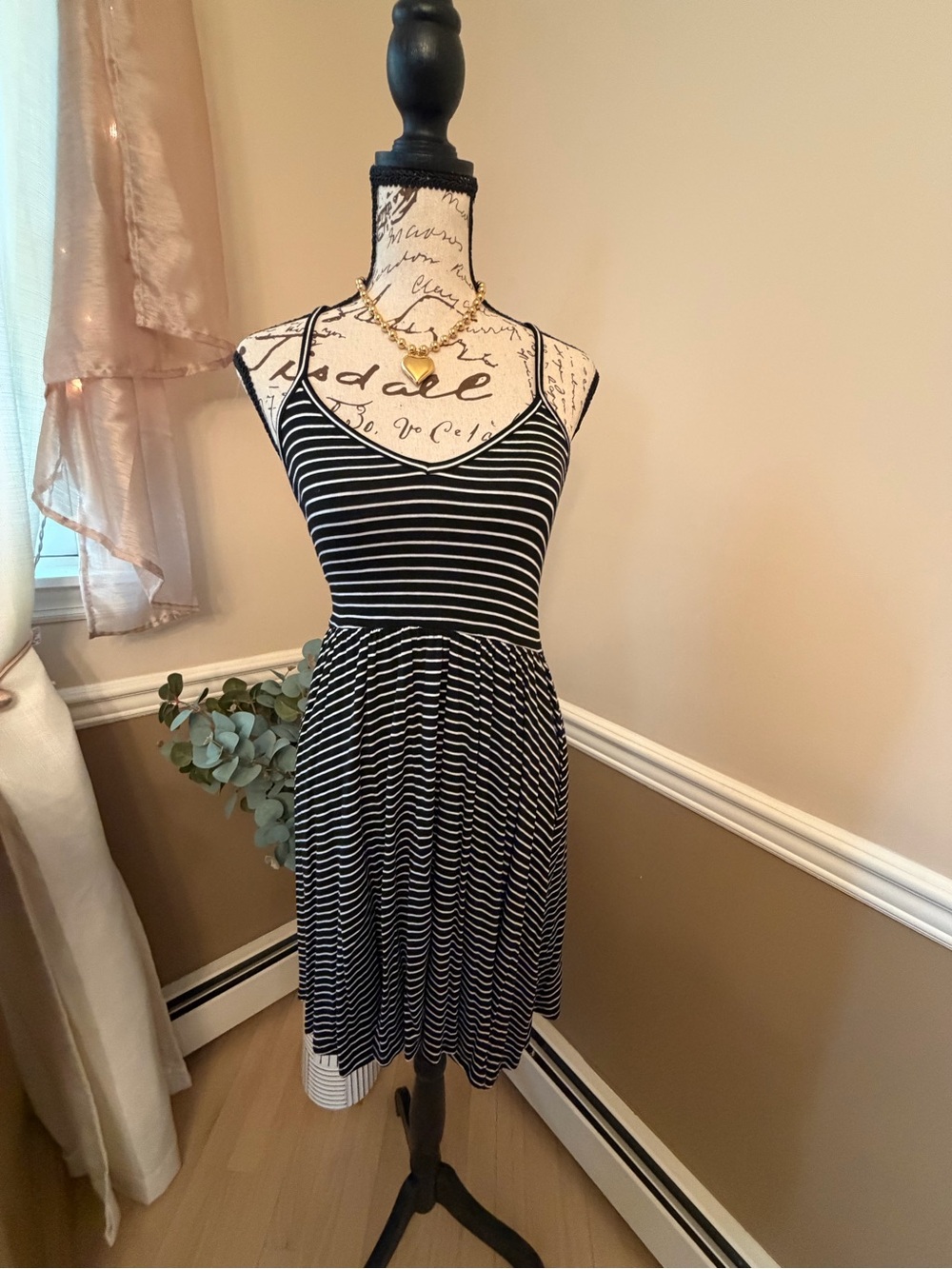 Black White Striped Racerback Sundress”